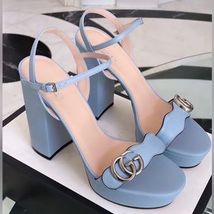 Blue Gucci Marmont heels, brand new, size 8